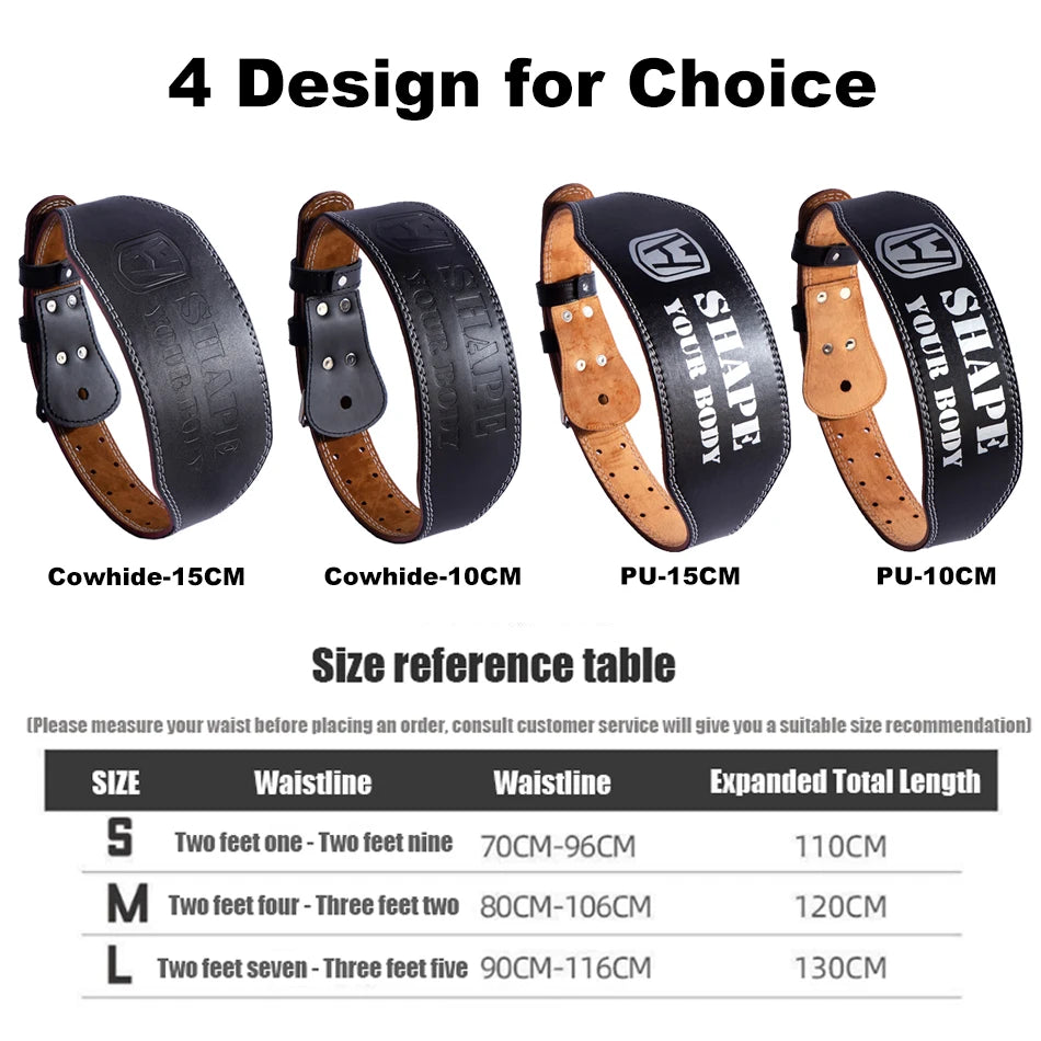 Weightlifting Belt PU & Cow Leather | Waist Support for Powerlifting & Strength Training