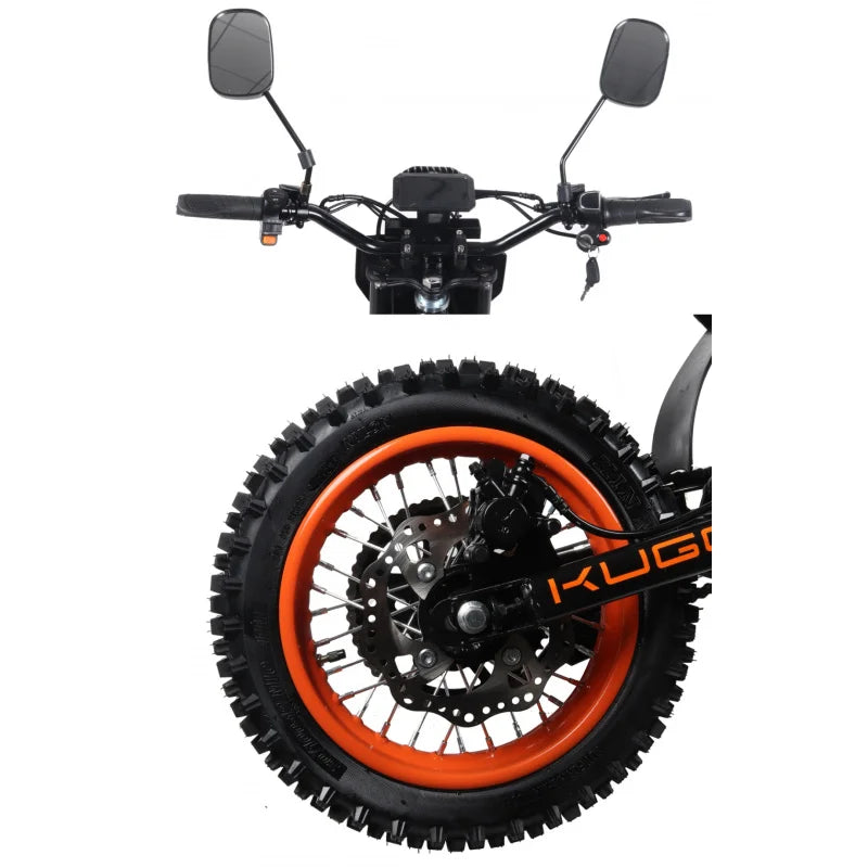 E-Bike Off-Road 3000W | Motor Integrado | 60V 21Ah | Rueda 14" | Moto Eléctrica de Montaña | Naranja