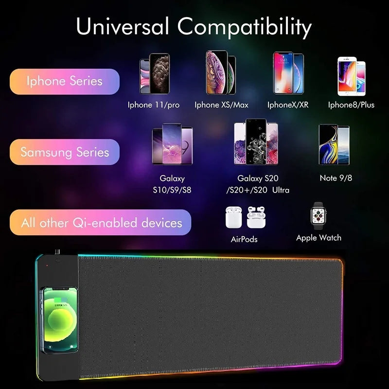 XXL RGB Gaming Mouse Pad | 10W Qi Wireless Charging