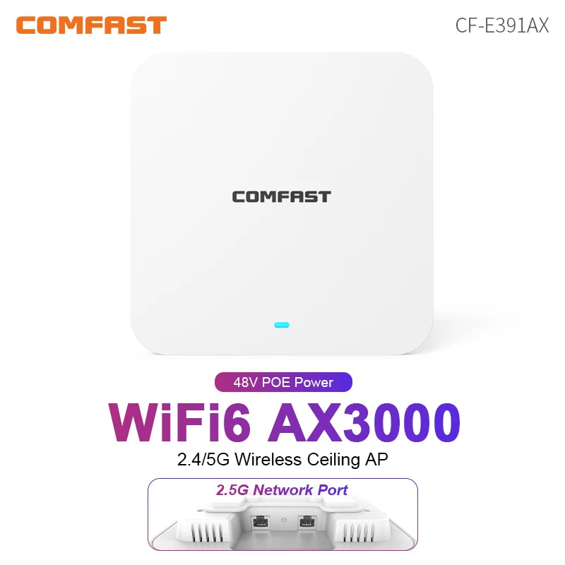 Comfast CF-E391AX Access Point WiFi 6 Techo | AX3000 | 2.5G Port | POE | Mesh | Dual Band | Empresas y Hogar