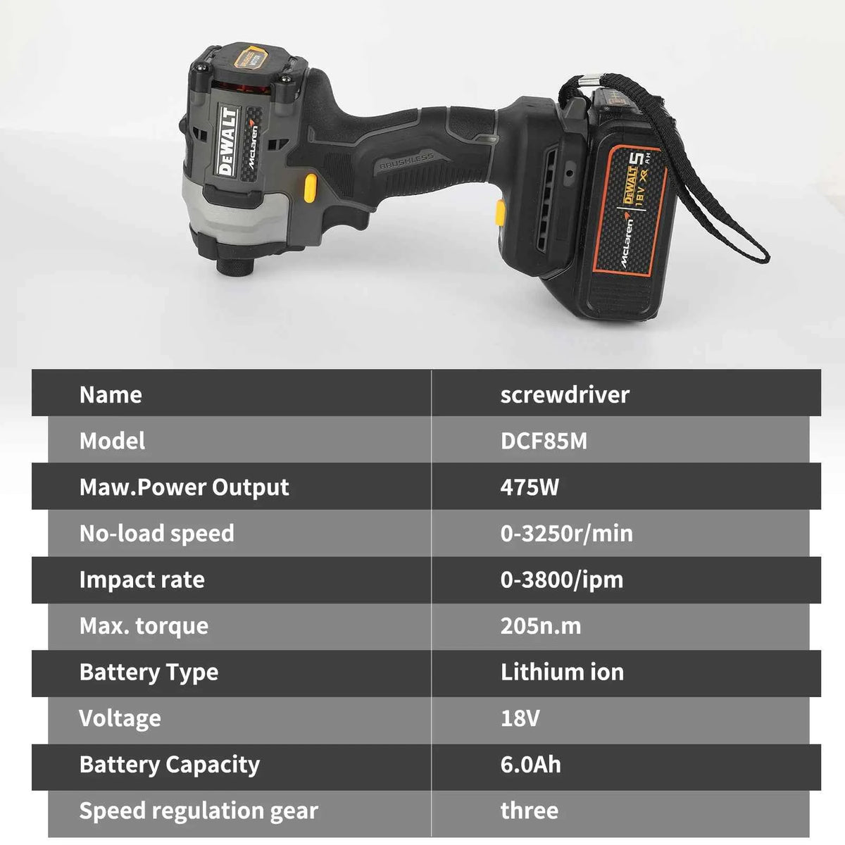 DEWALT DCF85M | 18V Brushless Impact Driver | 205 N·m | 3-Speed