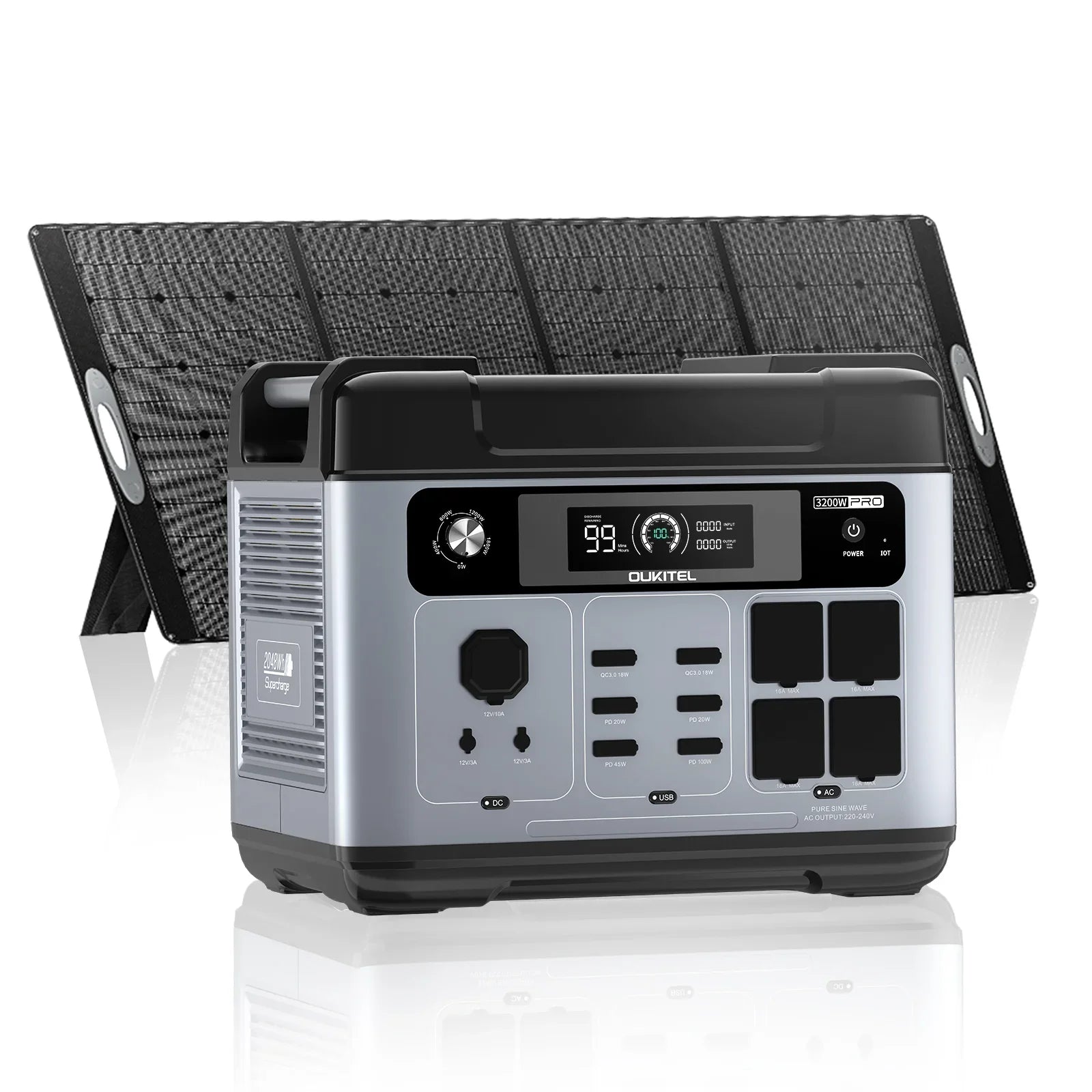 OUKITEL P2001 Pro | Estación de Energía Portátil 3200W 2048Wh LiFePO4 | Solar Generator