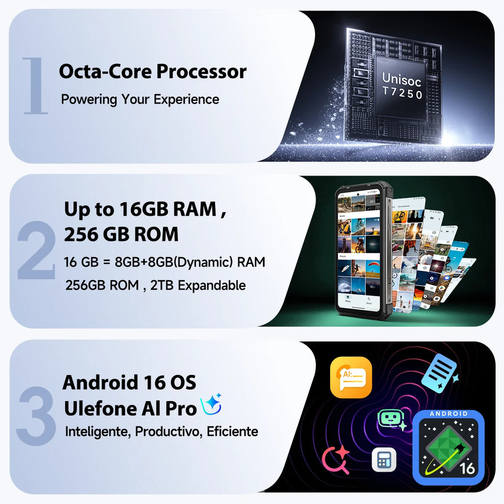 Ulefone RugKing 5 Pro | Rugged Phone 4G 20000mAh 64MP Android 16 | IP68 NFC 33W