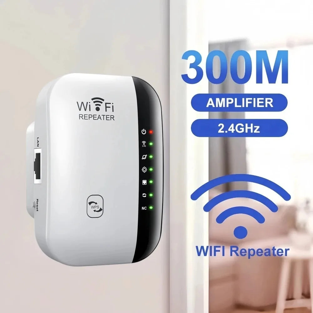 Repetidor WiFi 300Mbps | Amplificador de Señal 2.4GHz | Modos Repetidor, AP y LAN | Hogar y Oficina