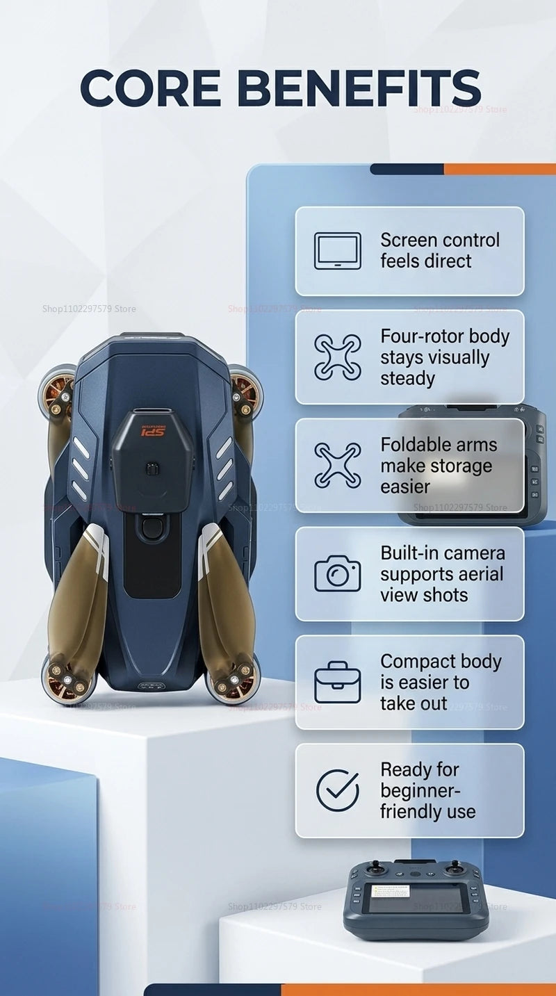 Dron GT8 Cámara Dual 8K HD GPS – Motor Brushless, Gimbal 3 Ejes, WiFi FPV, Pantalla 4.3", Plegable