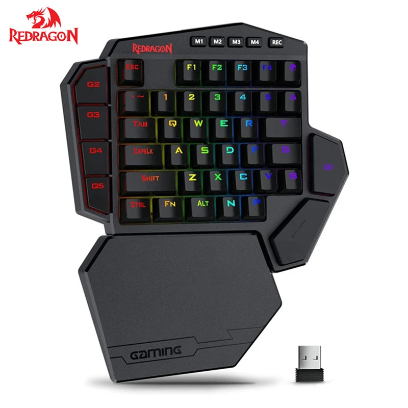 Teclado Gaming Una Mano Redragon K585 DITI | 42 Teclas | 2.4GHz Inalámbrico | RGB | 7 Macros | Hot-Swap | Redragon K585 DITI One-Handed Wireless Gaming Keypad 42 Keys 2.4GHz RGB 7 Macros Hot-Swap