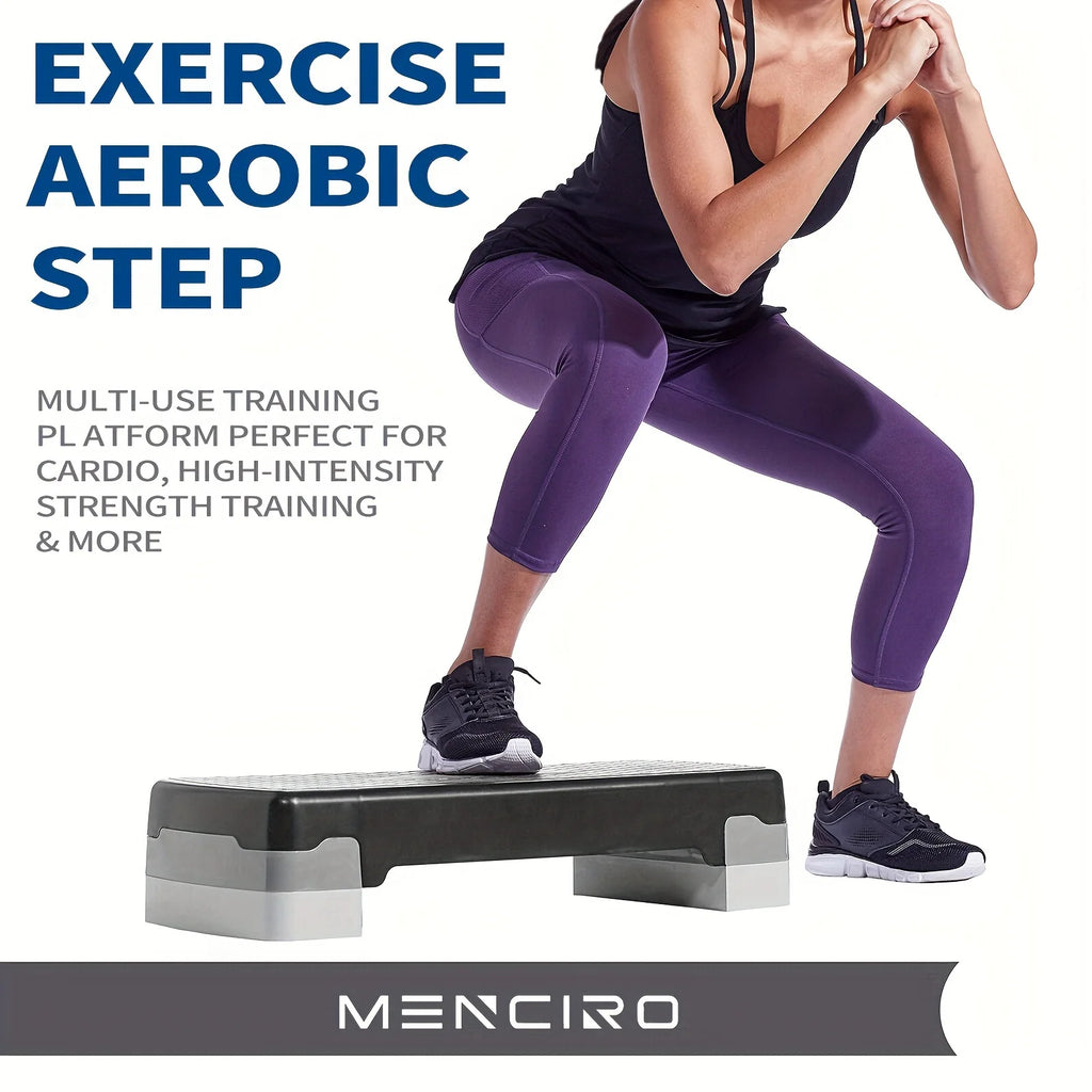 Aerobics Step Platform | 2-Level Adjustable Height | Non-Slip Fitness Stepper for Home Gym