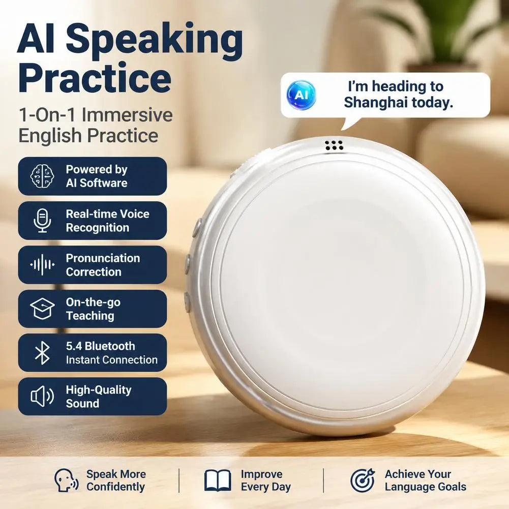 Traductor IA Wearable TS1 | 133 Idiomas | Bluetooth 5.4 | Tutor de Idiomas en Tiempo Real | Altavoz Portátil | Viajes y Aprendizaje