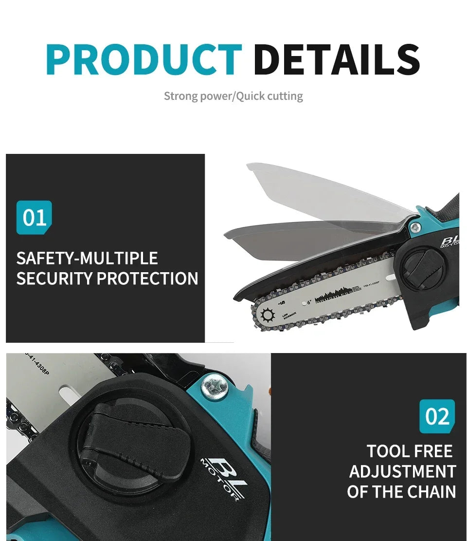 Makita-Compatible 18V 6in Cordless Mini Chainsaw | Woodworking