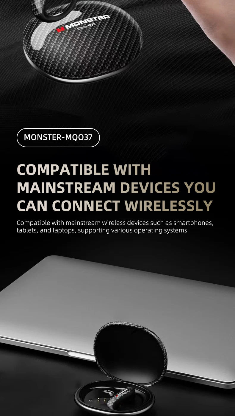 Monster MQO37 - Auriculares Gaming TWS Bluetooth 6.0 | ANC | OWS Ear Hook | HiFi