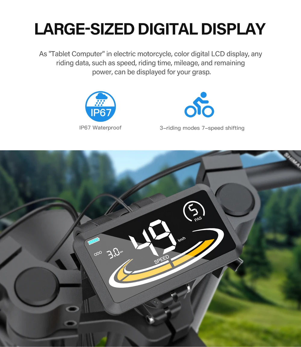 Coswheel GT20 E-Bike | 1500W/2000W/3000W | 60V 25Ah | Fat Tire 20x4.0 | 93 Millas | Shimano 7v | CE UL FCC | Off-Road