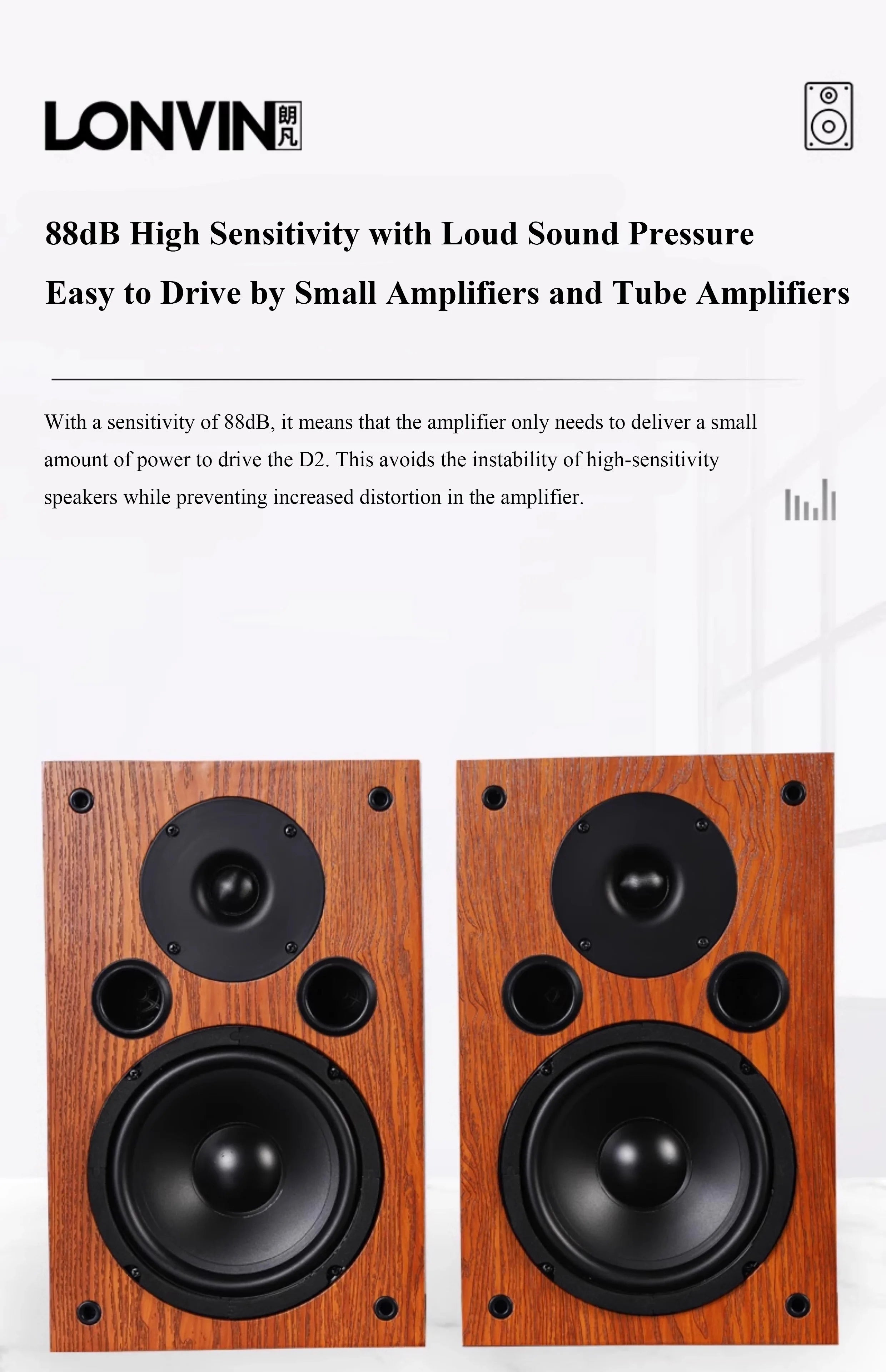 LONVIN D2/D3 | Bocinas Pasivas HIFI 6.5" | 2 Vías, Silk Dome Tweeter, Madera MDF