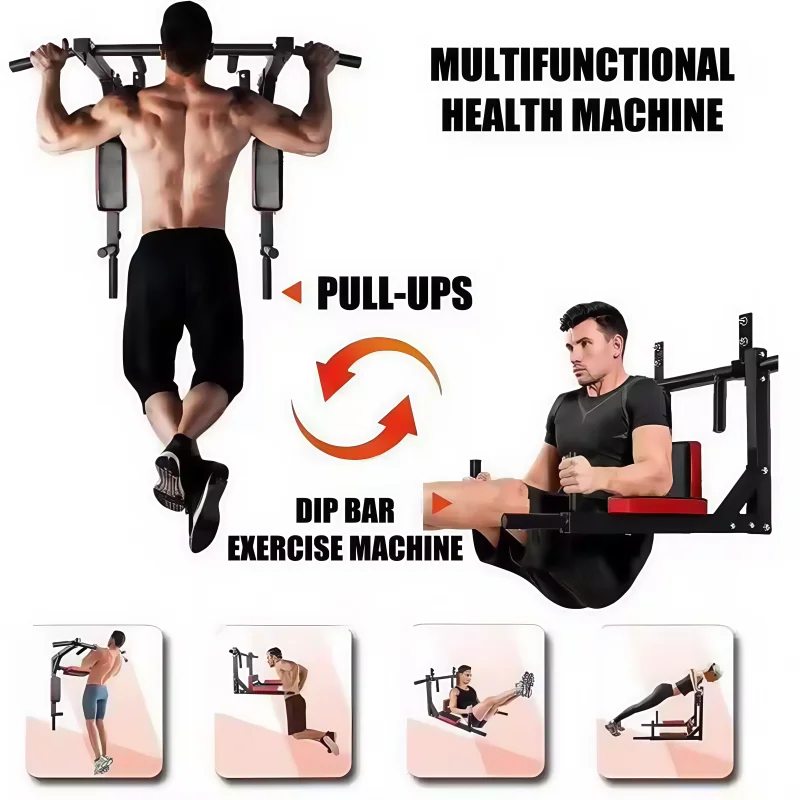 Wall Mounted Pull Up Bar | Multifunctional Home Gym Steel Bar | Chin-Up, Leg Raise & Core Training