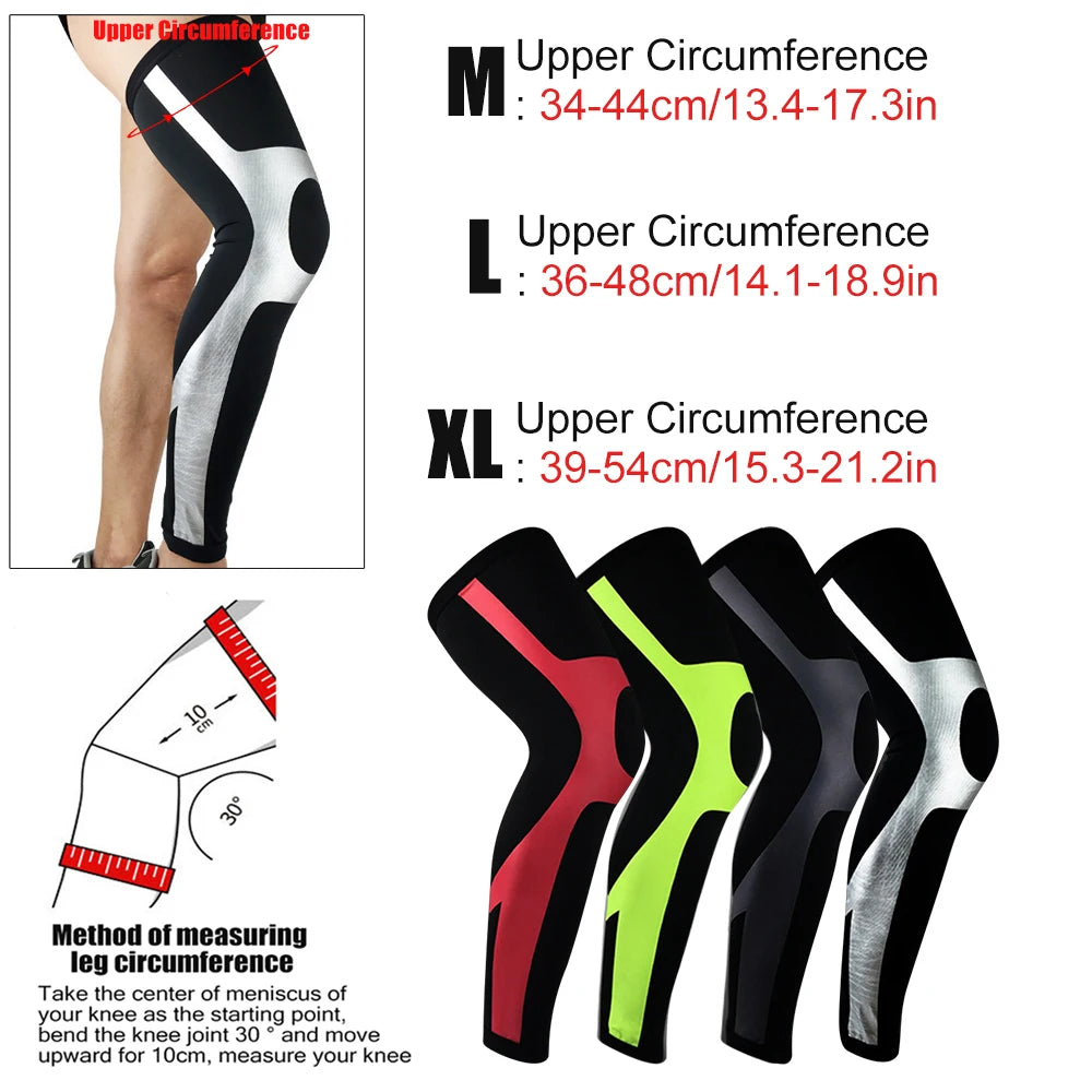 Sport Leg Compression Sleeve | Knee Support & Warmers for Cycling, Running & Football | Sizes M-XL