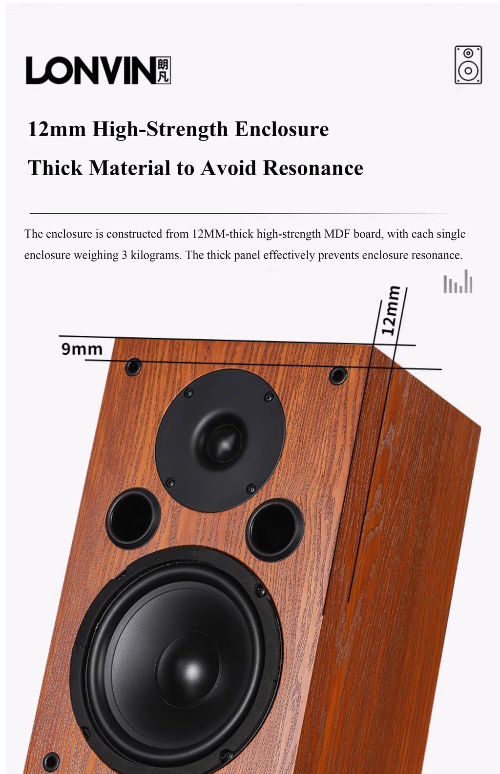 LONVIN D2/D3 | Bocinas Pasivas HIFI 6.5" | 2 Vías, Silk Dome Tweeter, Madera MDF