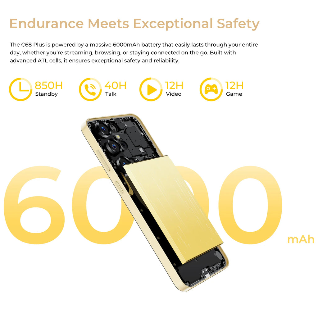 OUKITEL C68 Plus | Smartphone 4G 6000mAh 64MP 7.2" Dual Display | NFC Android 15