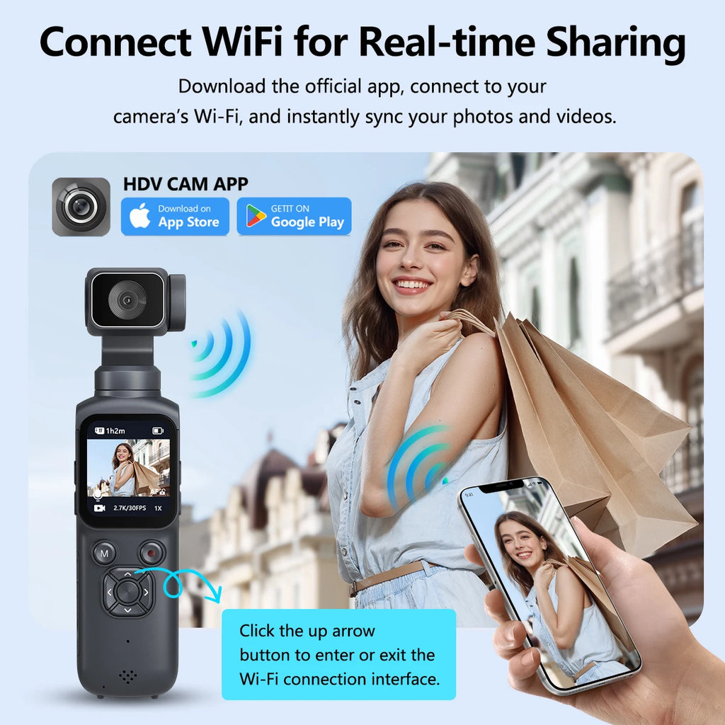 4K Pocket Vlog Camera | WiFi & Touchscreen