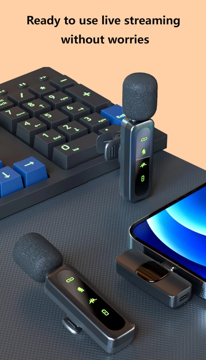 Wireless Lavalier Microphone | Rechargeable Clip-On Mic | iPhone & USB-C