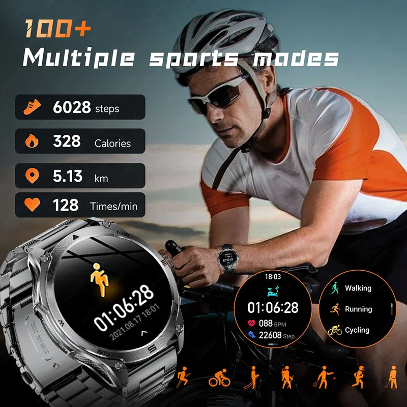 Smartwatch Militar GPS 2025 | AMOLED 1.75" | Batería 1000mAh | Linterna LED | Brújula | Barómetro