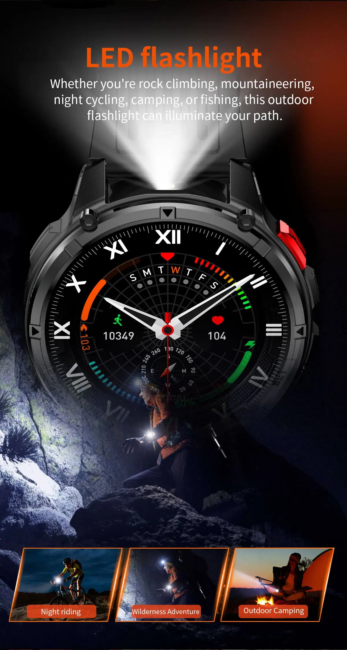 T-REX 3 | Smartwatch Militar 1100mAh | AMOLED 1.7", 10ATM, GPS, 170+ Modos, Linterna LED