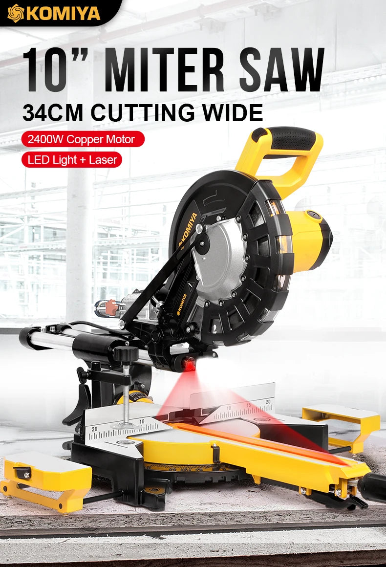 KOMIYA 10-Inch Sliding Miter Saw | Laser Guide | 2400W