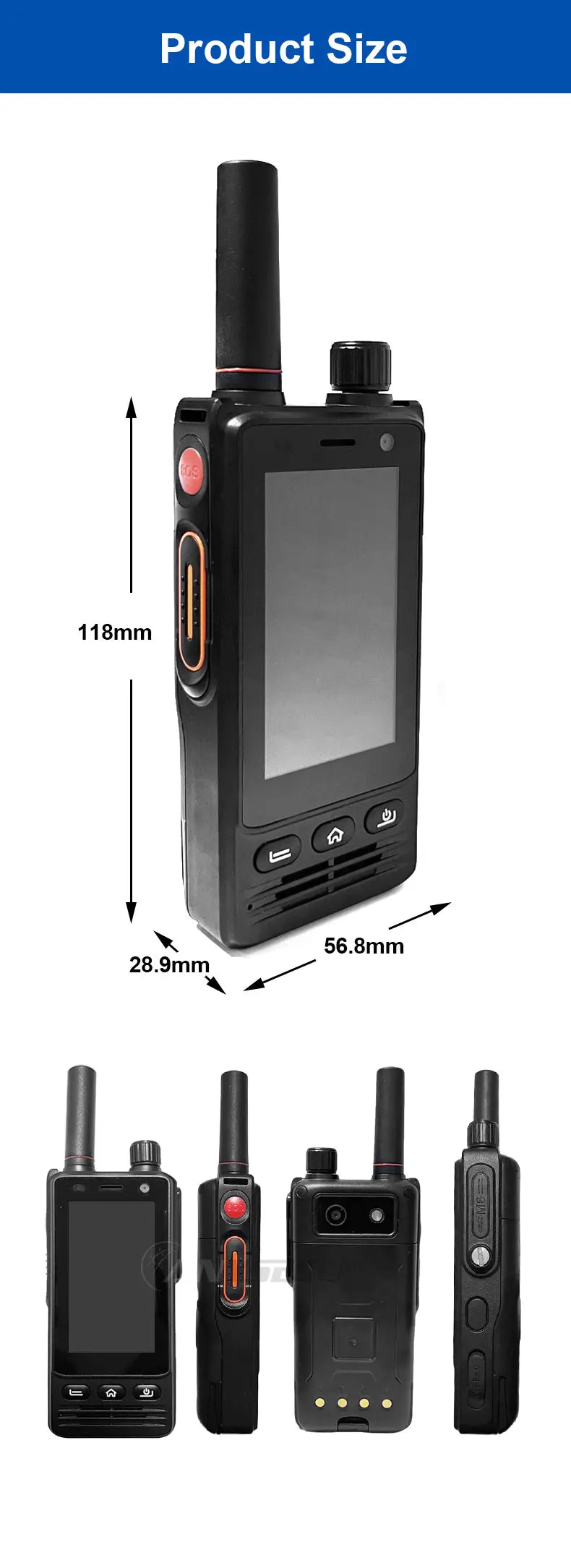 ANYSECU W63 | Walkie Talkie 4G PTT IP68 NFC GPS | Zello RealPTT Android