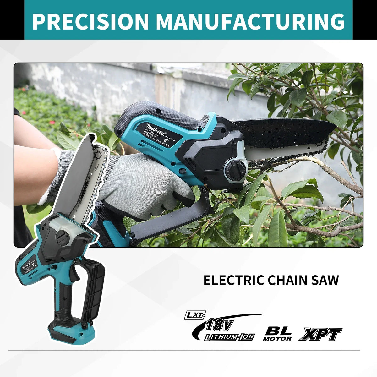 Makita MT-006 | 18V Mini Cordless Chainsaw | 6-Inch Wood Cutting
