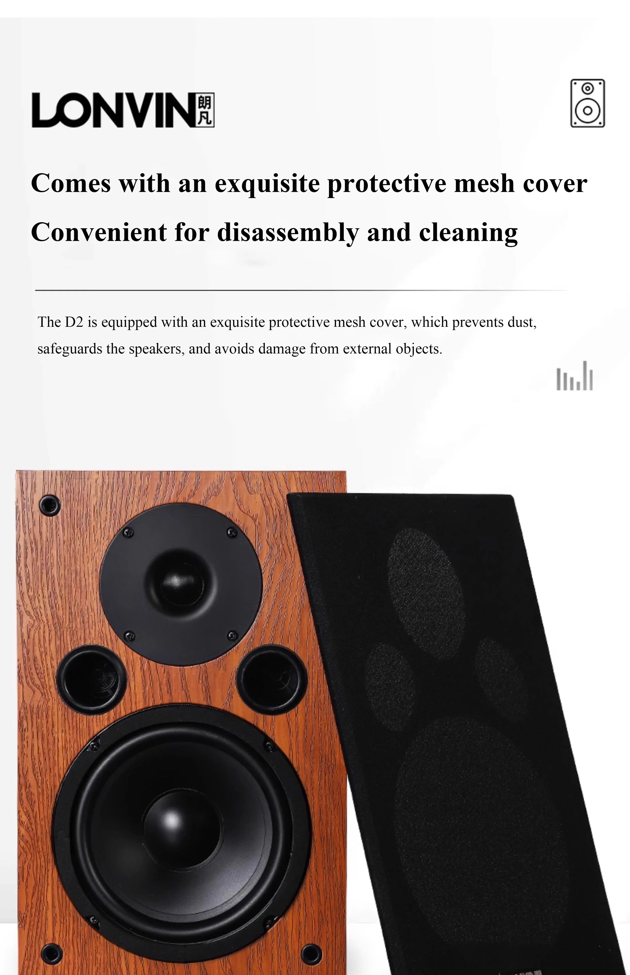 LONVIN D2/D3 | Bocinas Pasivas HIFI 6.5" | 2 Vías, Silk Dome Tweeter, Madera MDF