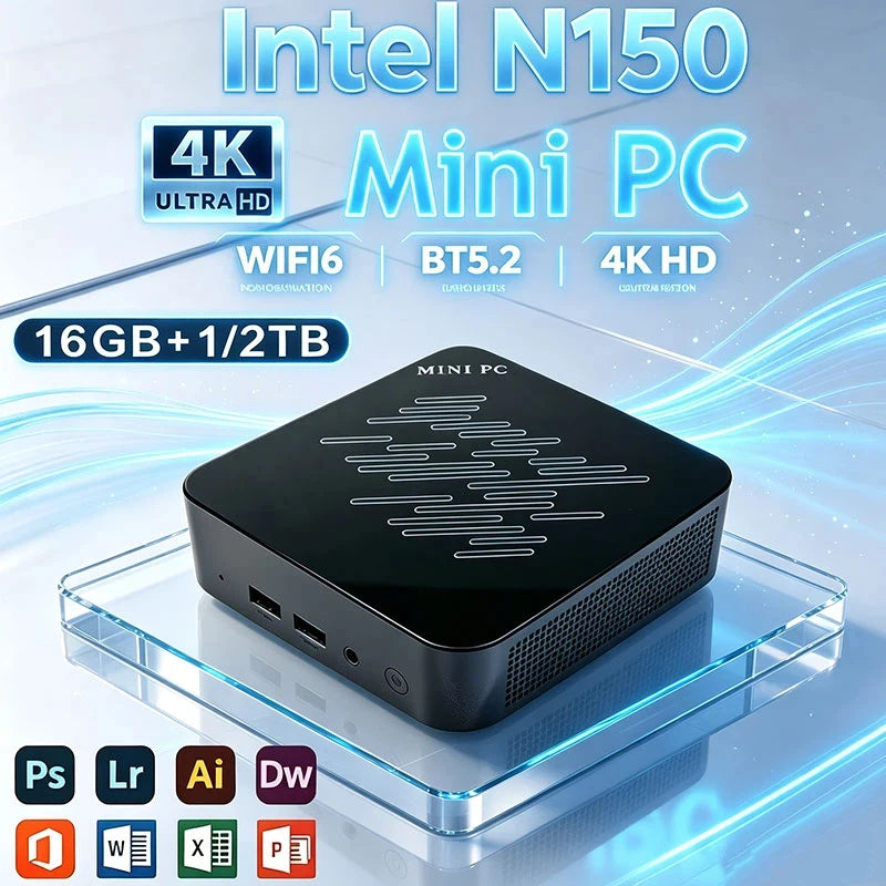 Mini PC | Intel Core N150 | 8-16GB RAM | 128GB-2TB SSD | WiFi 6 | BT5.2 | 4K | Windows 11