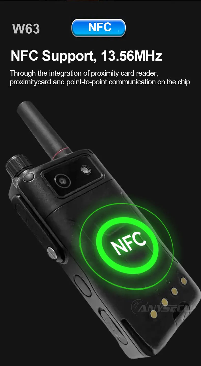 ANYSECU W63 | Walkie Talkie 4G PTT IP68 NFC GPS | Zello RealPTT Android