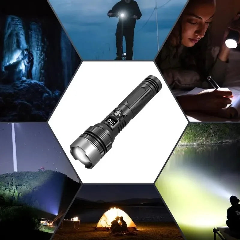 Rechargeable LED Flashlight | Adjustable Zoom | Linterna para Camping