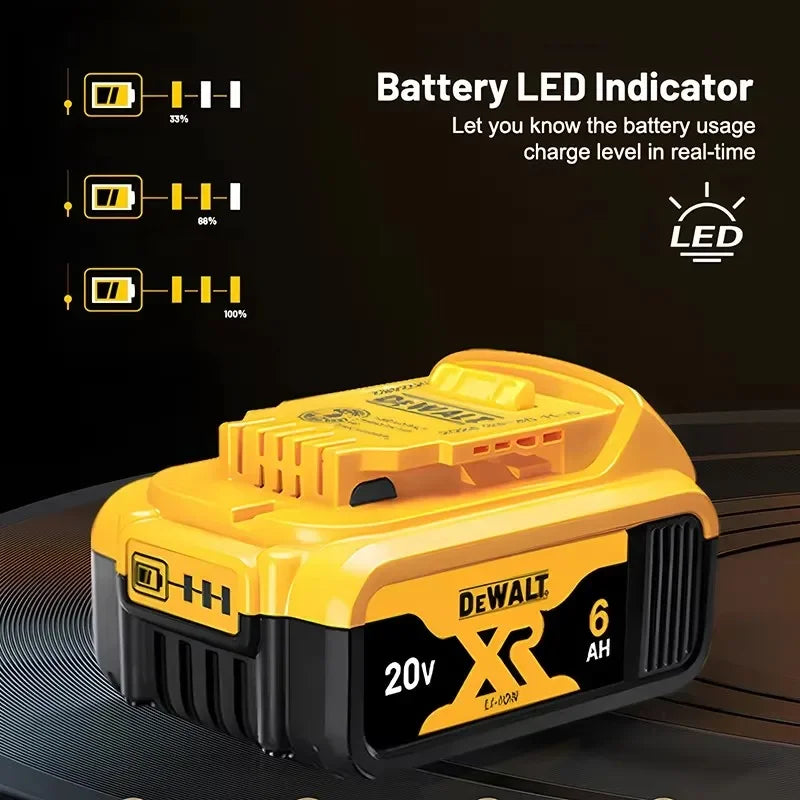 DEWALT-Compatible 20V 6.0Ah Li-Ion Battery | DCB184/181/182/200