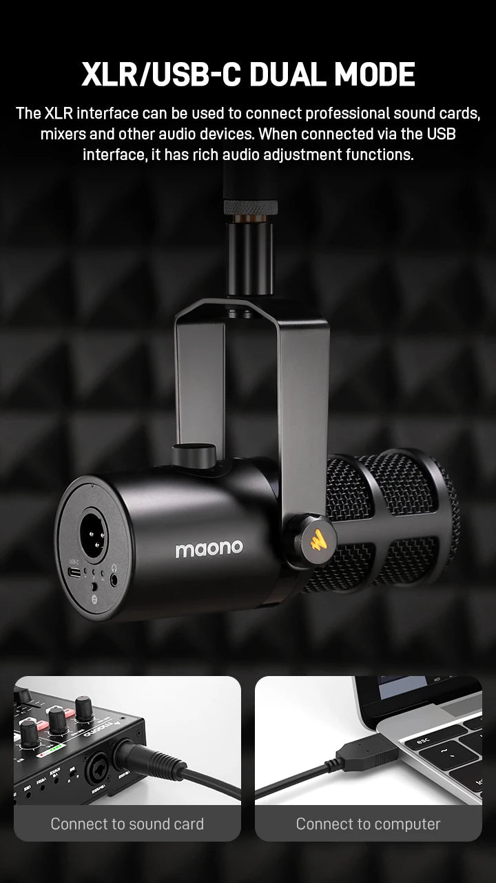MAONO PD400X USB/XLR Dynamic Microphone | Large Diaphragm | Cardioid | 24-bit | Podcast & Streaming