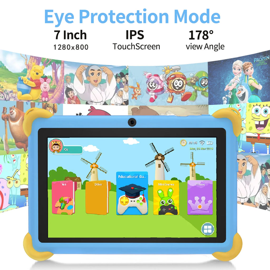 Tablet Infantil BDF 7" | Android 13 | 4GB RAM + 64GB | WiFi | Quad-Core | 4000mAh | Diseño para Niños
