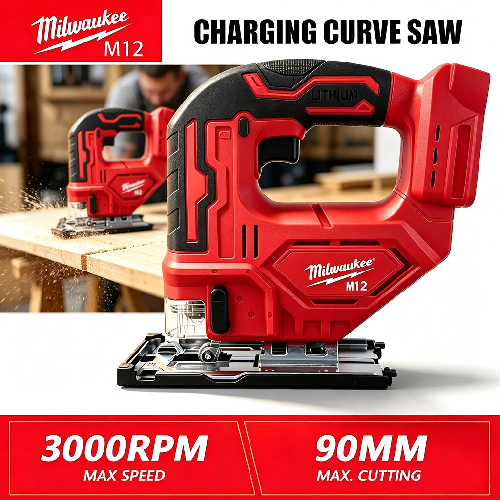 Milwaukee-Compatible Curve Saw | Brushless Orbital Jigsaw with LED