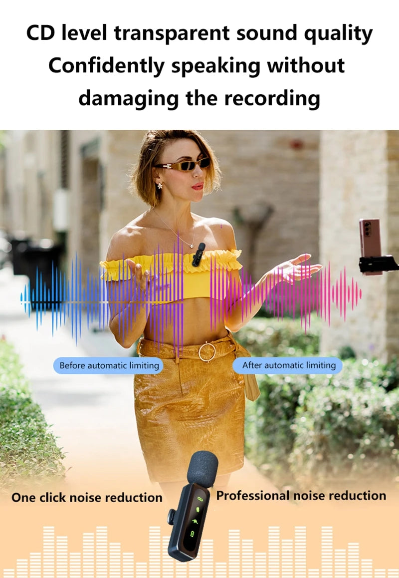 Wireless Lavalier Microphone | Rechargeable Clip-On Mic | iPhone & USB-C