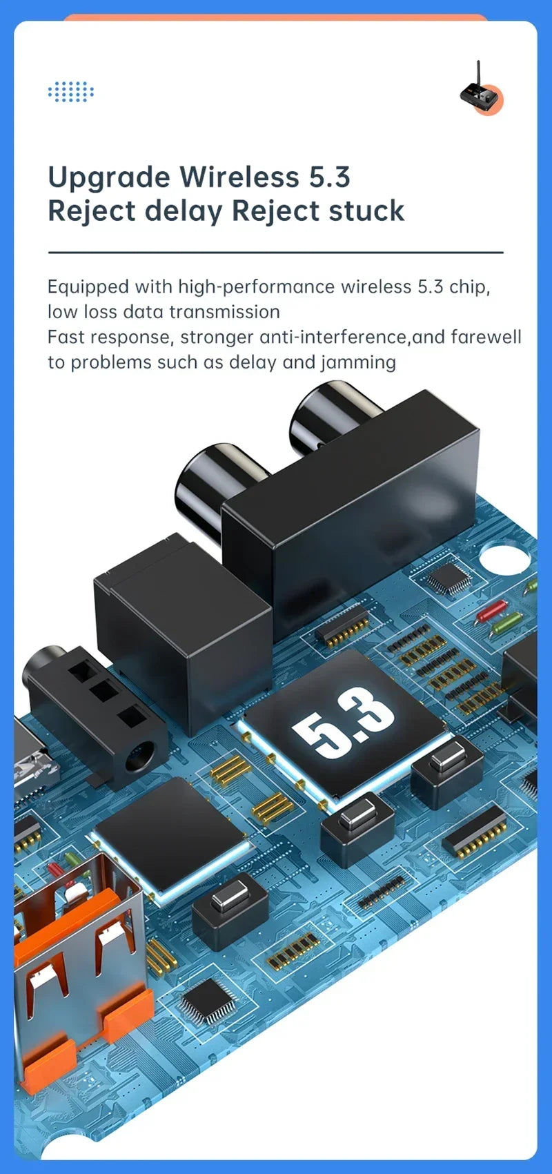 Bluetooth 5.3 Audio Receiver | RCA, AUX & Optical Output | U-Disk Playback | Wireless Adapter for Stereo & Car Speakers