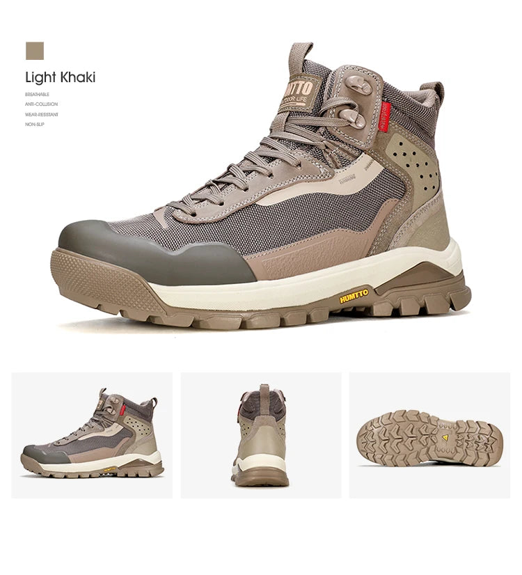 HUMTTO Men's Hiking Shoes | Lace-Up & Rubber Sole | Outdoor Walking