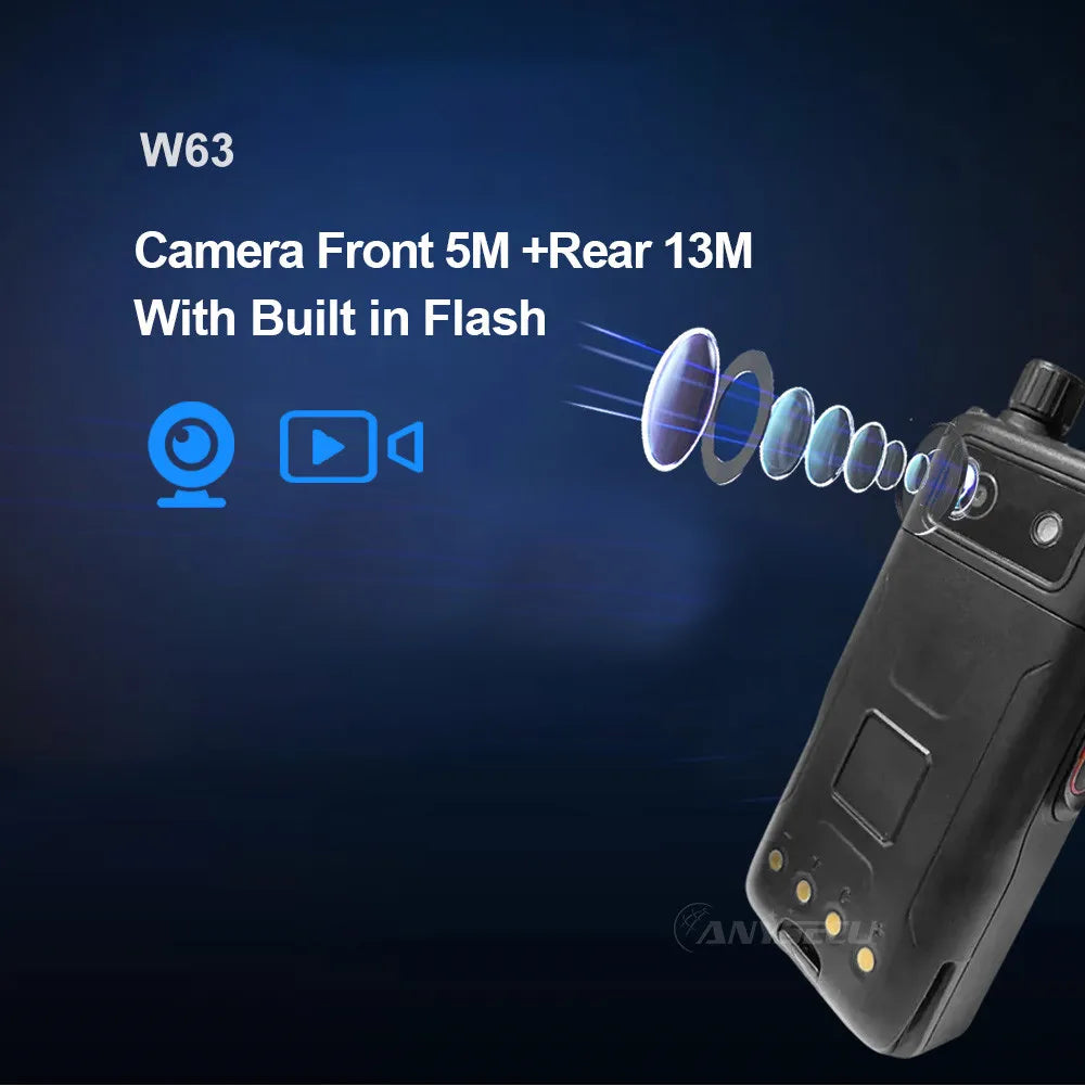 ANYSECU W63 | Walkie Talkie 4G PTT IP68 NFC GPS | Zello RealPTT Android