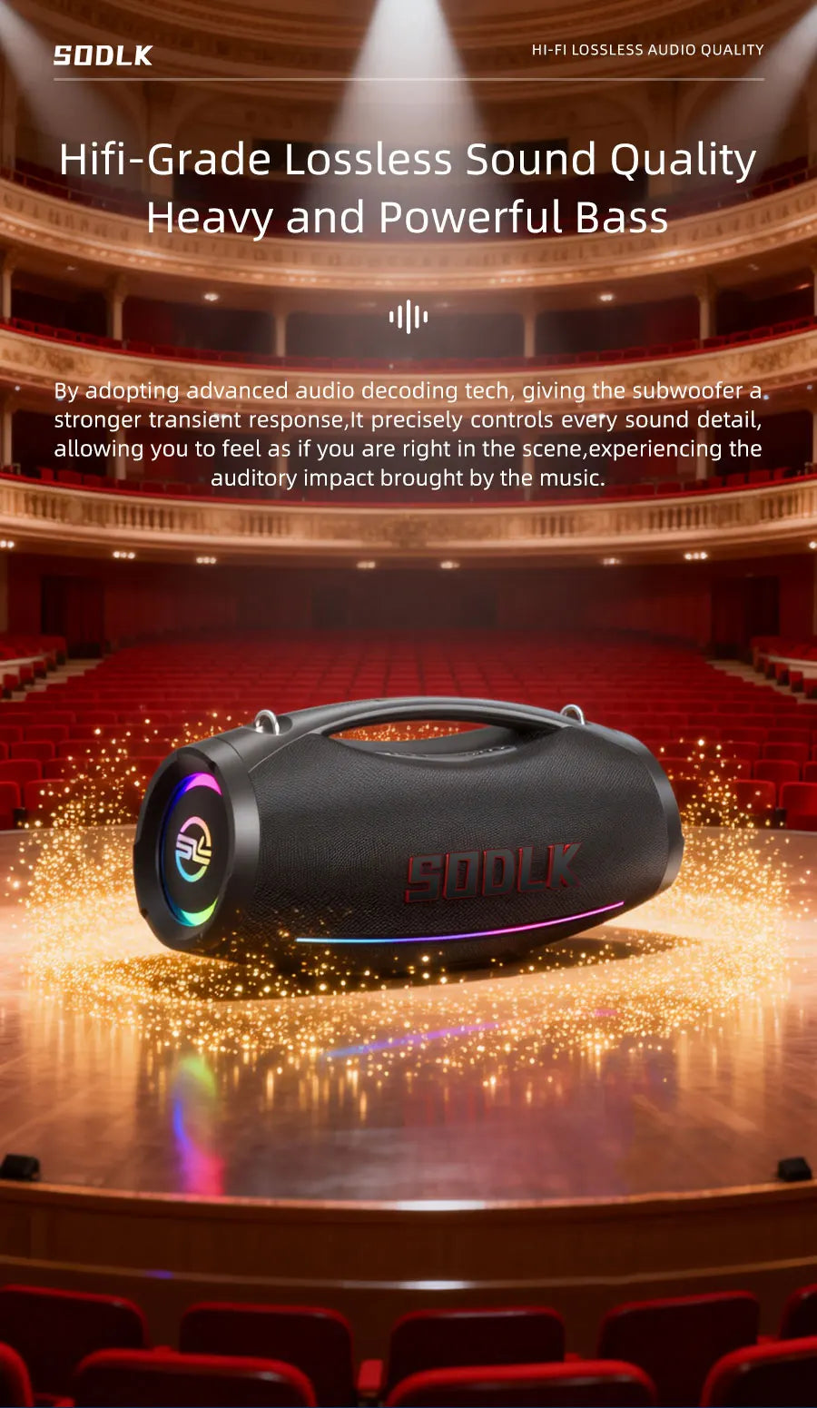 SODLK S1615 Pro | Bocina Bluetooth 500W para Fiestas | Karaoke, RGB, TWS, Control Remoto
