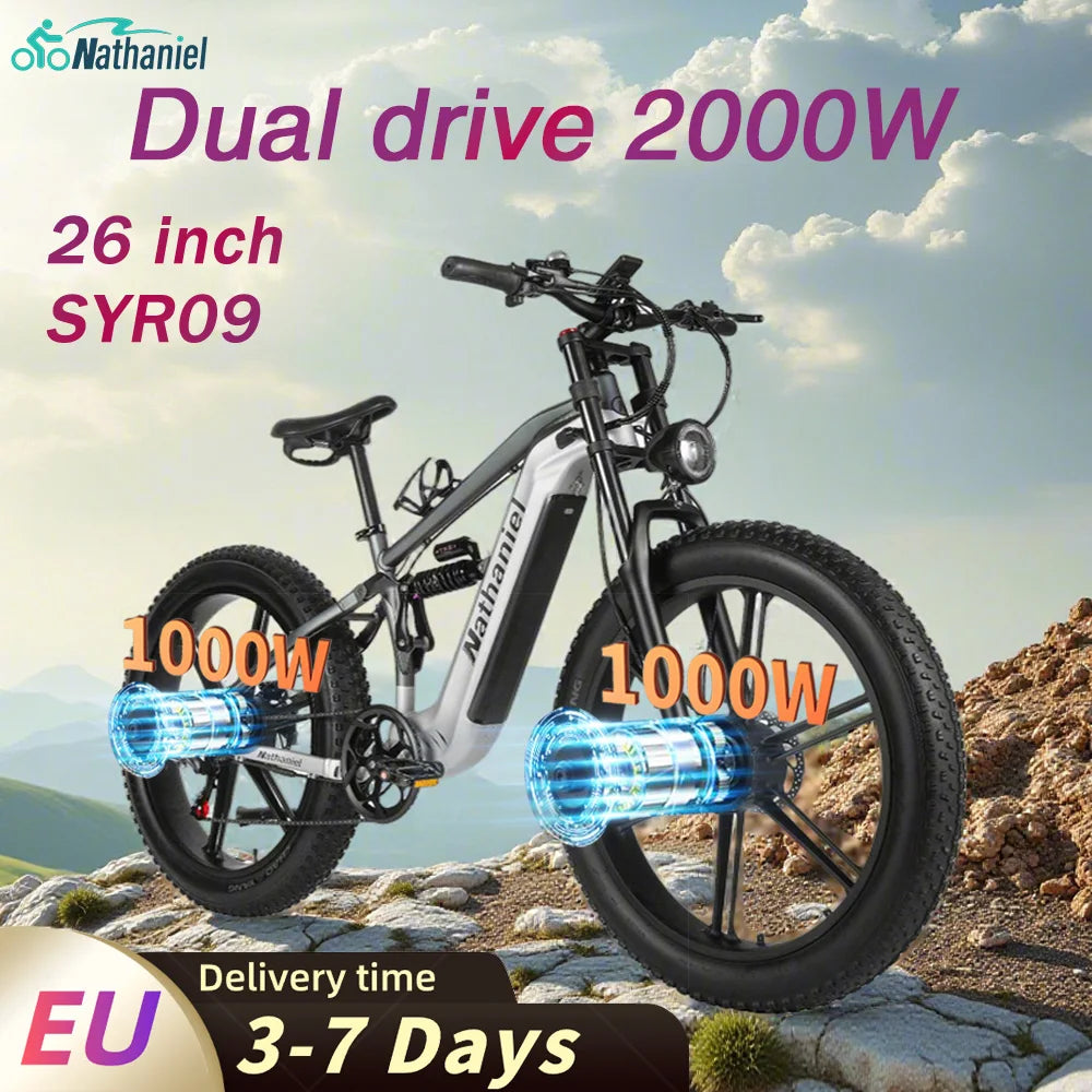 Nathaniel SYR09 Bicicleta Eléctrica 2000W | Doble Motor | Fat Tire 26x4.0 | 48V 20/40Ah | 55km/h | Todo Terreno | E-Bike