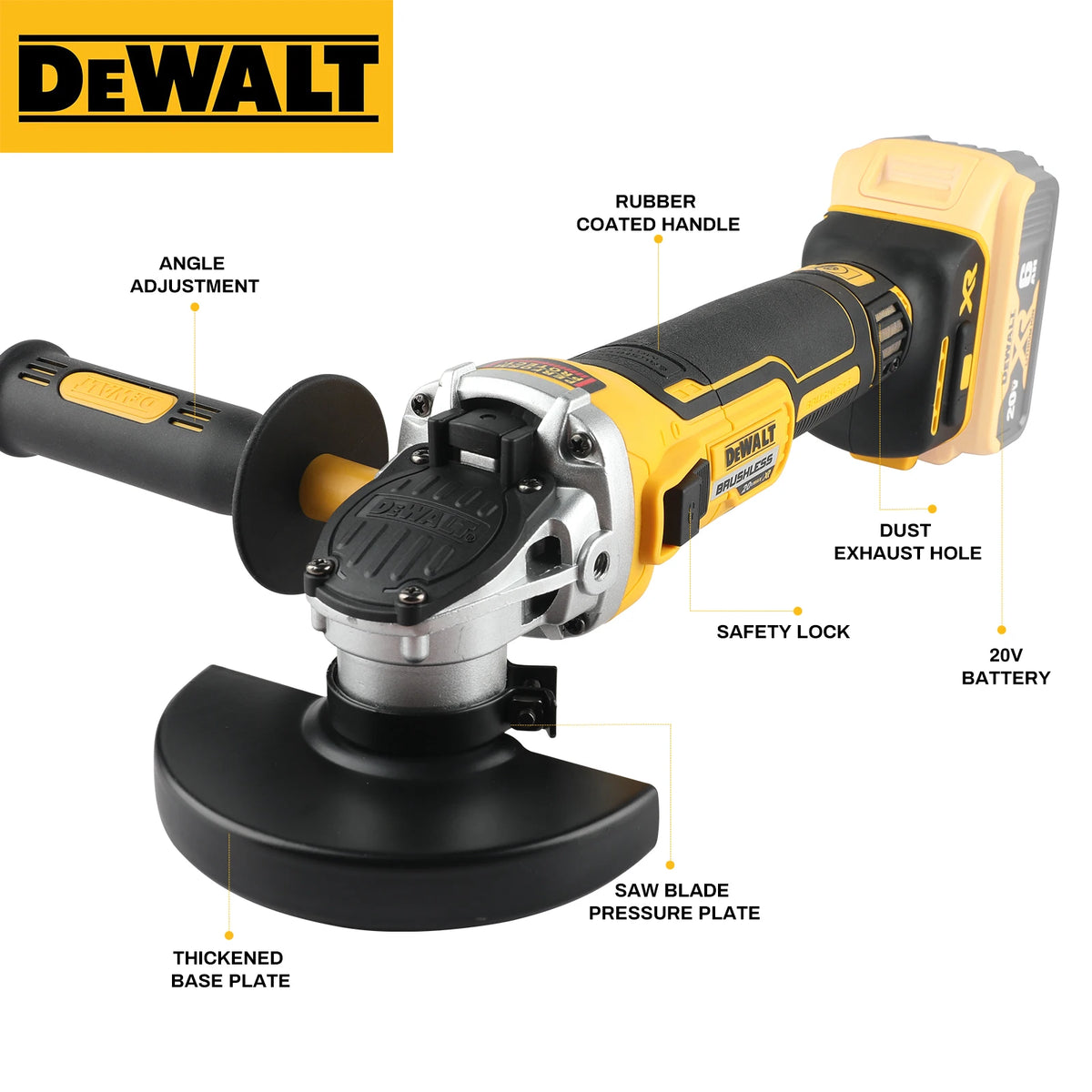 DEWALT DCG405FN/NT | 18V Brushless Angle Grinder | 125 mm