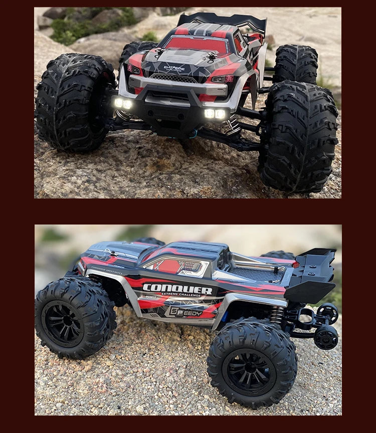 RC Monster Truck 4WD Brushless — 75km/h Off-Road 1/16 Scale | LED Headlights & Metal Parts