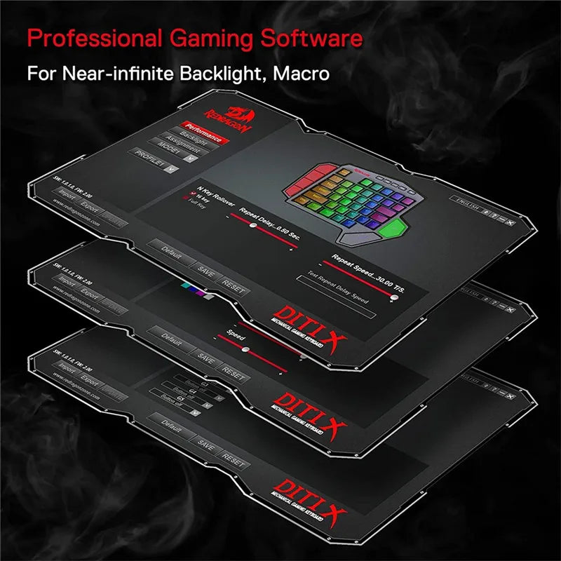Teclado Gaming Una Mano Redragon K585 DITI | 42 Teclas | 2.4GHz Inalámbrico | RGB | 7 Macros | Hot-Swap | Redragon K585 DITI One-Handed Wireless Gaming Keypad 42 Keys 2.4GHz RGB 7 Macros Hot-Swap