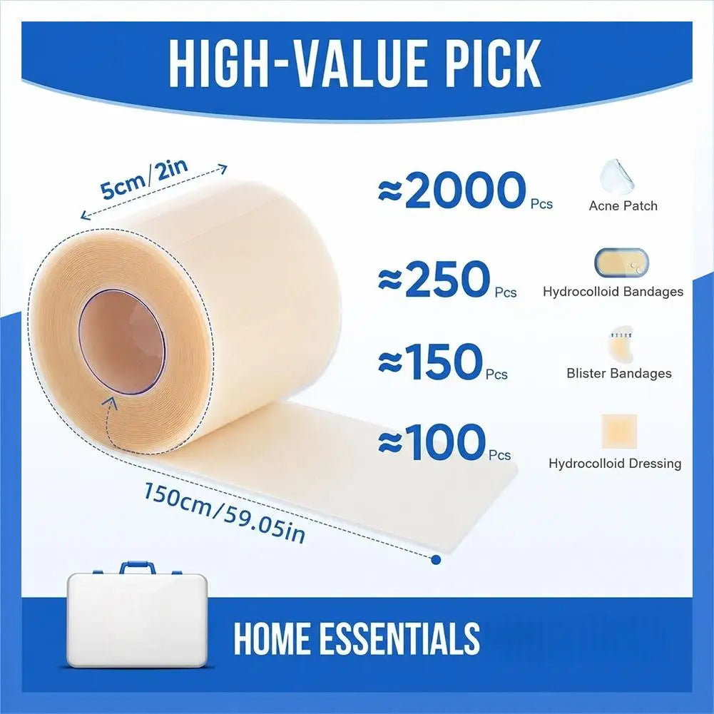 Hydrocolloid Acne Patch Roll | Cut-to-Size Blemish Cover | Rollo para Imperfecciones