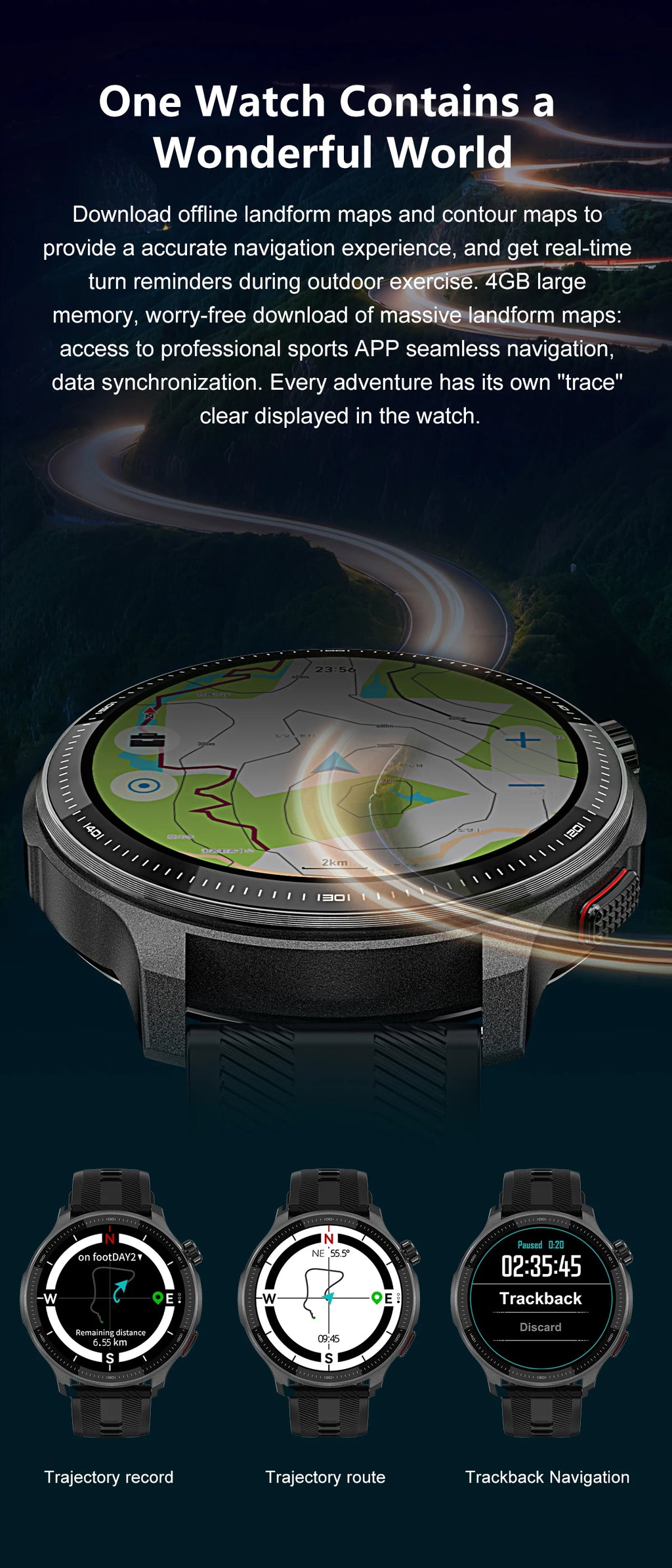 Smartwatch DT G6 2026 | AMOLED 1.43" | GPS + Mapas Offline | 3ATM | 4GB | Outdoor