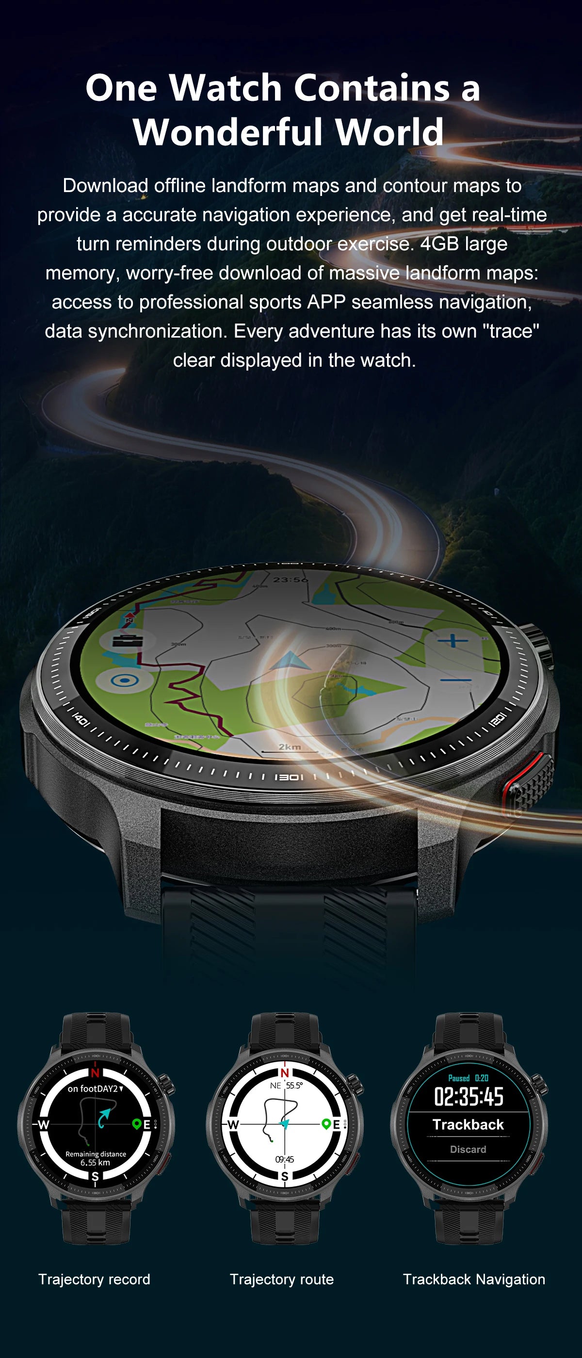 Smartwatch DT G6 2026 | AMOLED 1.43" | GPS + Mapas Offline | 3ATM | 4GB | Outdoor