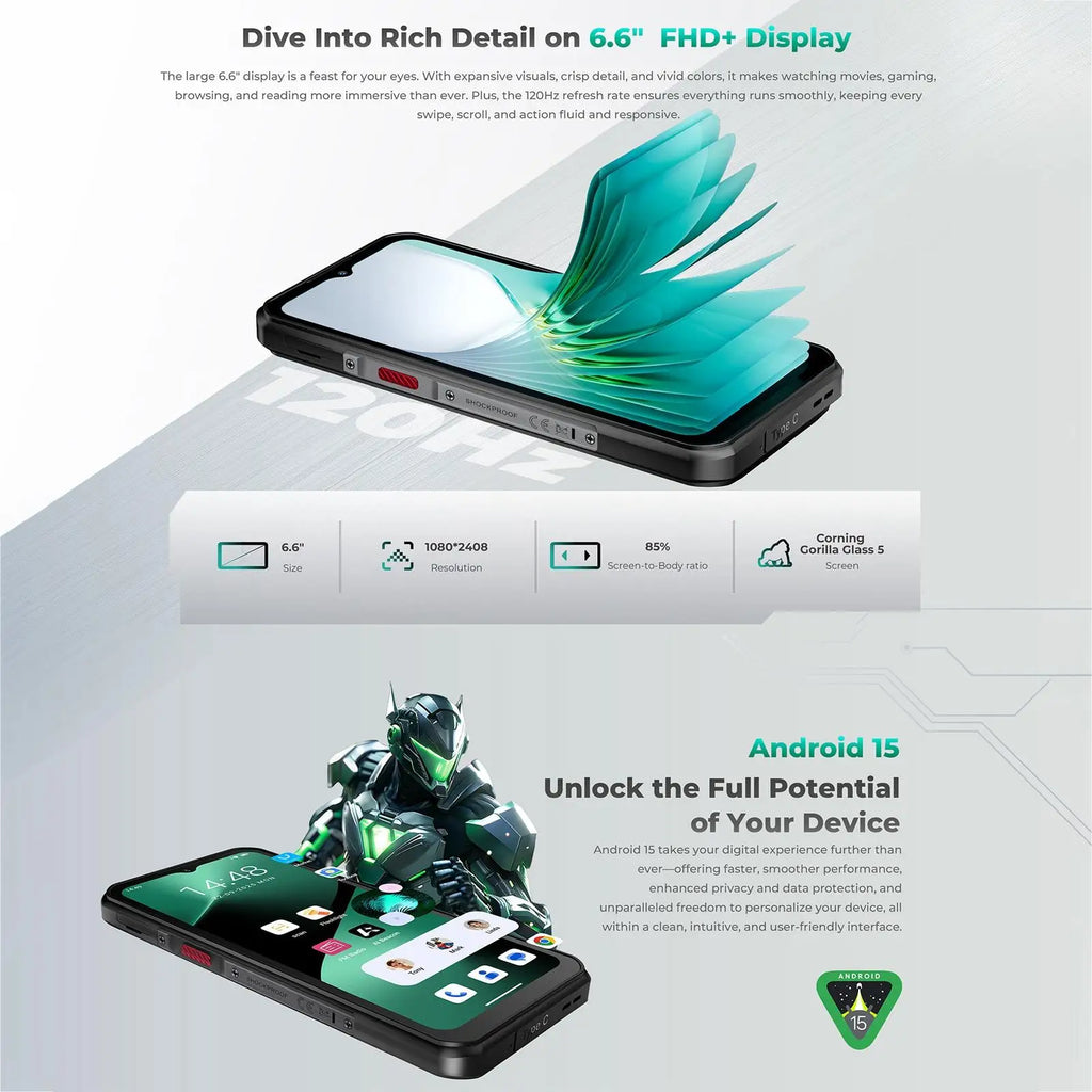 OUKITEL WP62 | Rugged Smartphone 5G 108MP 11000mAh 33W | Android 15 NFC IP68