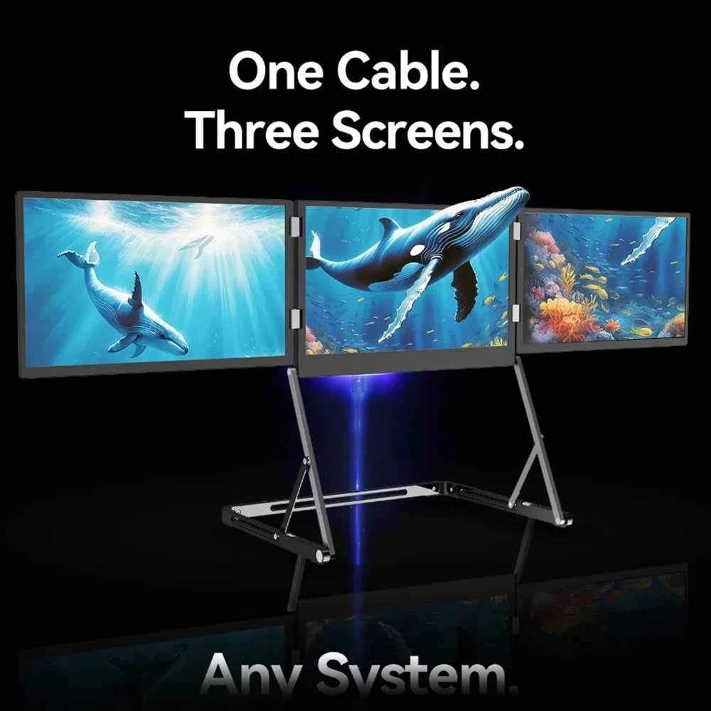 SIBOLAN Triple Portable Monitor | 3 × 15.6-inch FHD IPS | Windows & Mac