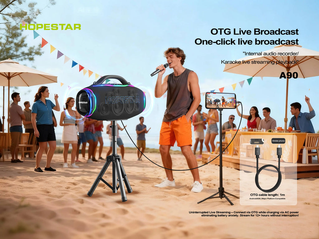 HOPESTAR A90 | Bocina Bluetooth 700W con Micrófono | Karaoke Outdoor IPX6